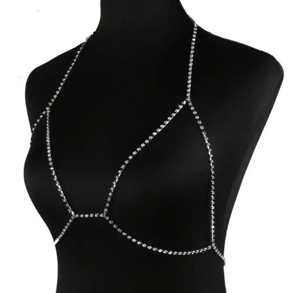 Diamond Silver Body Chest Chain - Picture 2 of 5